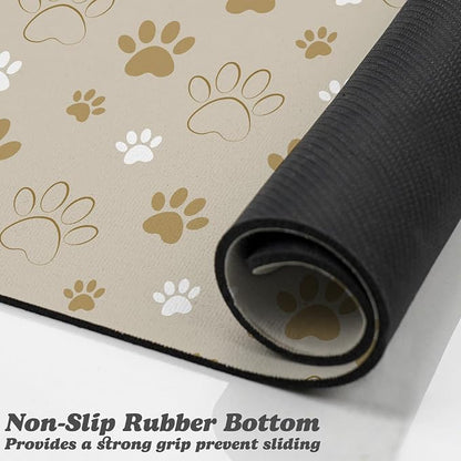 Dog Food Mat, Absorbent Water Bowl Mats Cat Pet Feeding Placemats Beige 17 * 30 - Image 3