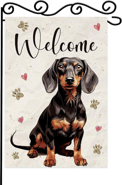 Welcome Dog Summer Garden Flag, Dog Paw Print Garden Flag, Welcome to Cute Dog by WPCTYQ