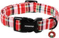 DOGWONG Christmas Dog Collar, Adjustable Red Checkered Pet Collars Christmas by DOGWONG