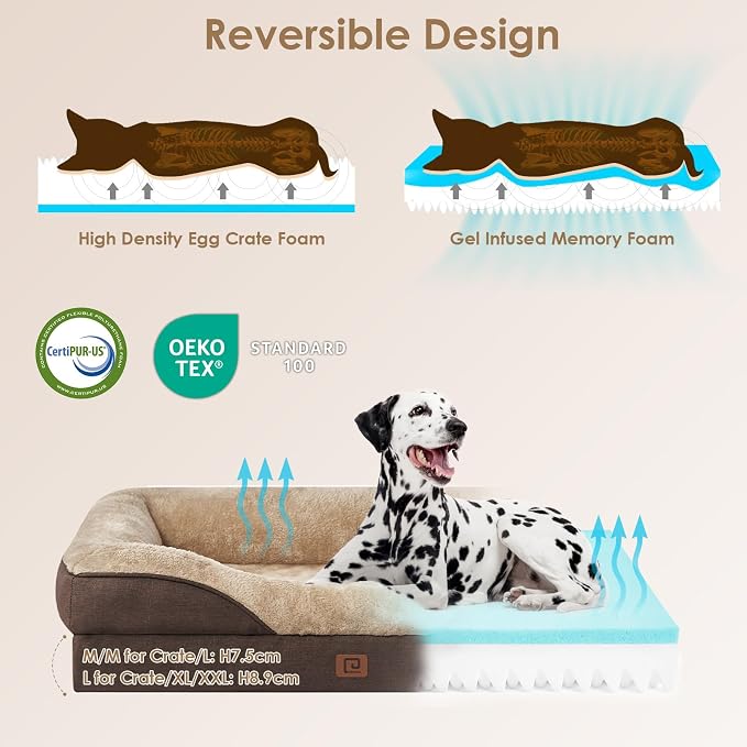 EHEYCIGA Orthopedic XL Dog Bed for Large Sized Dog, Waterproof Liner & Washable - Image 2