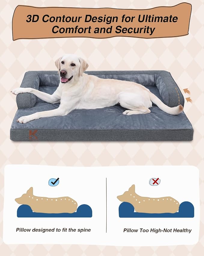 KSIIA Washable Dog Bed XXXL Senior Dog, Orthopedic Warm Soft Pet Sofa - Image 4