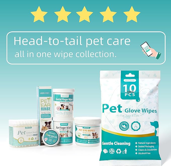 Ear Cleaner Finger Wipes 60 Counts, Dog Ear Cleaner, Grooming Kit Care - Image 8