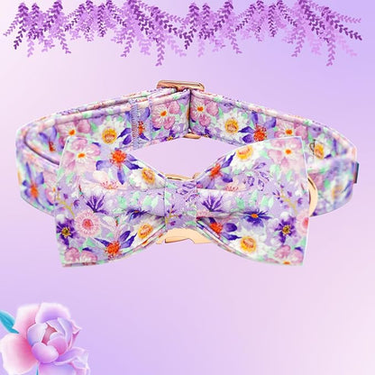 Elegant little tail Dog Collar, Rose Print Pet Collar Summer Dog Collar Durable - Image 4