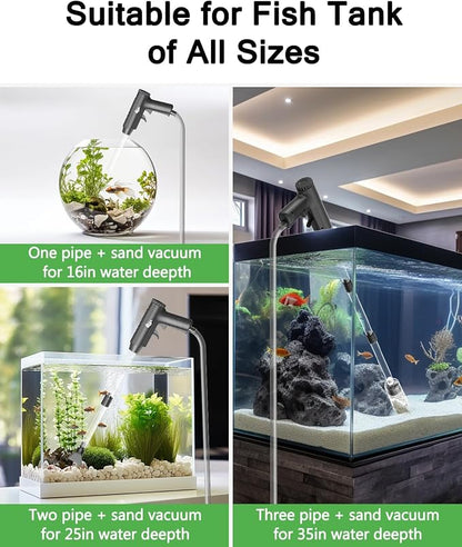 AQQA Aquarium Gravel Cleaner, 4-in-1 Upgrade Suction Power Manual Fish Tank - Image 4