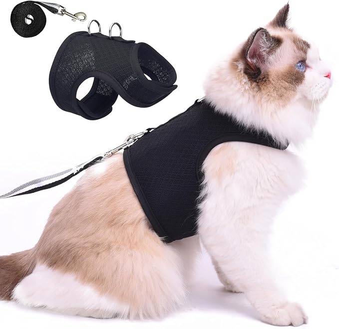 Cat Harness and Leash for Walking Escape Proof Breathable Mesh Fabric, Solid by Yizhi+Miaow