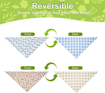 Spring Dog Bandanas Small 2PCS, 4 Pattern Summer Floral Scarf - Image 6