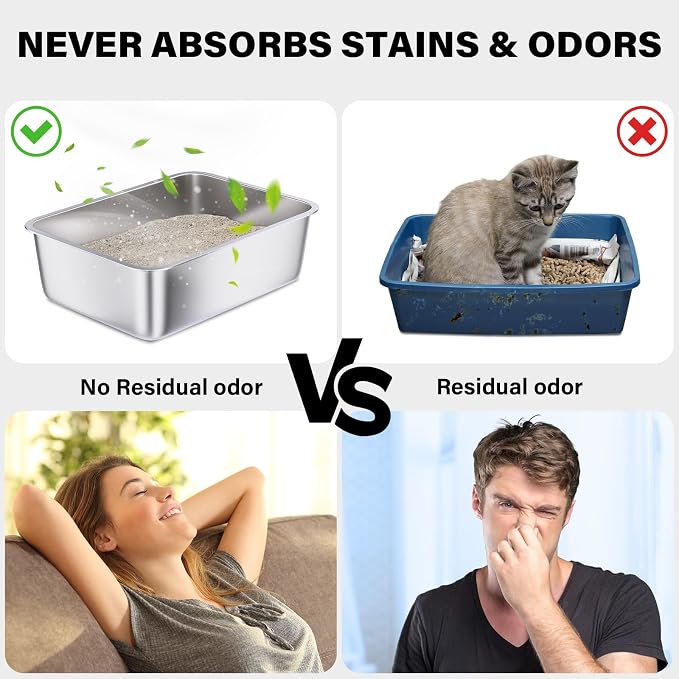 Stainless Steel Litter Box, Medium Metal Litter Box - Image 4