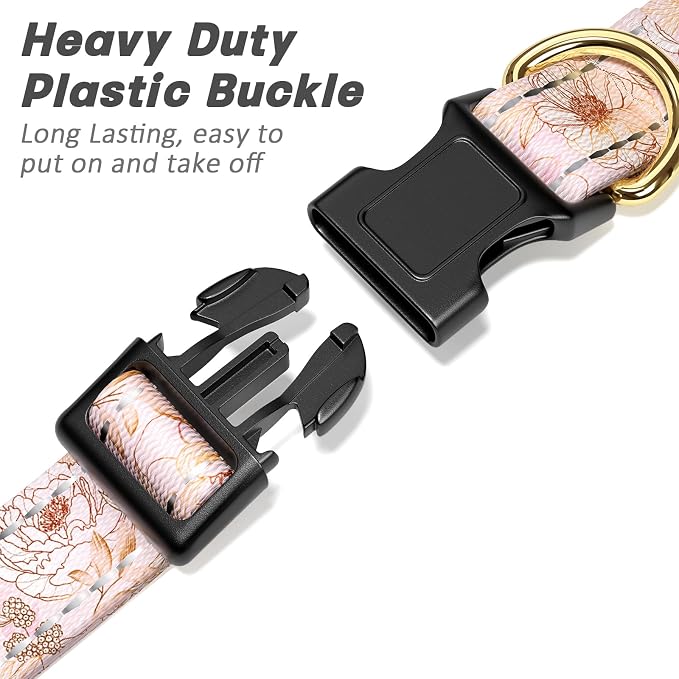 Reflective Dog Collar for Small Dogs, Cute Flower Theme Adjustable Heavy-Duty - Image 4