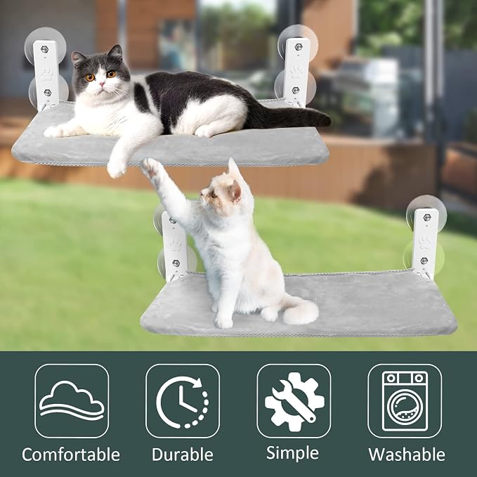 Sunhoo Cat Window Hammock Perch Cordless Perches Window Sill Seat Bed Foldable - Image 5
