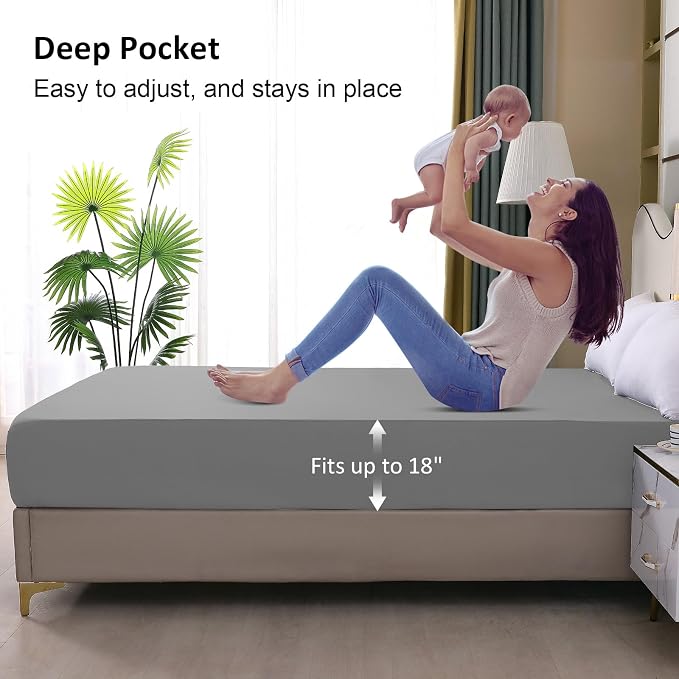 Waterproof Mattress Protector Full, Fitted Sheet Style Breathable Mattress Cover - Image 4