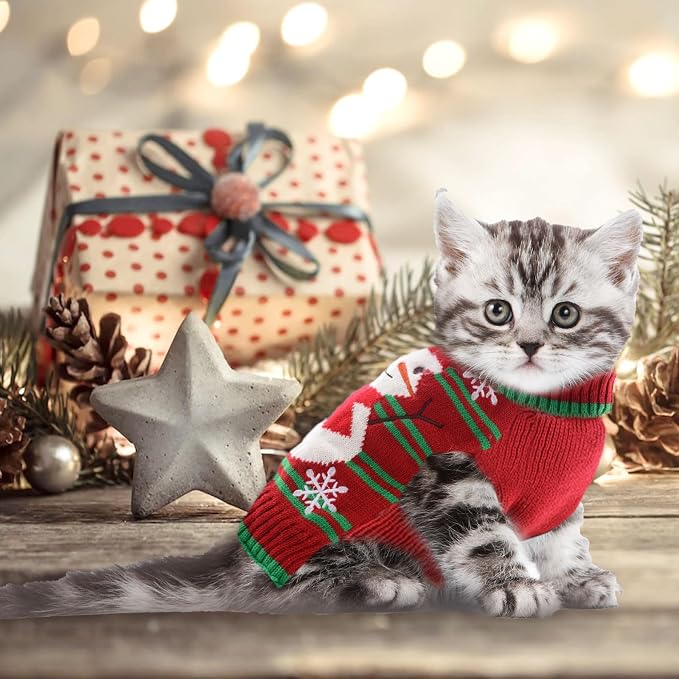 Dog Christmas Sweater Cute Snowman Puppy Cat Costume Boy Girls Xmas Holiday Pet - Image 8