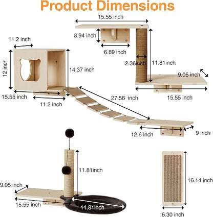 Cat Wall Shelves, Modern Wall-Mounted Cat Furniture Includes House, Perch & - Image 2