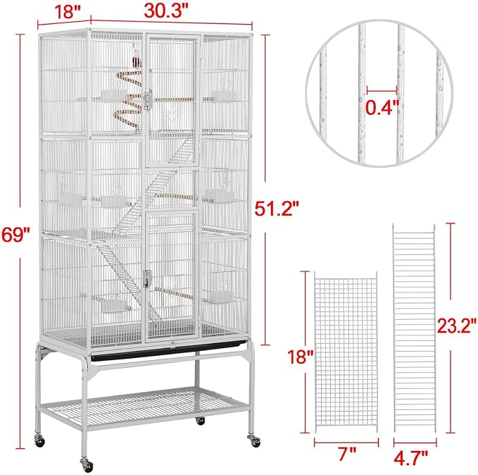 Yaheetech 69-Inch Extra Large Wrought Animal Cage Metal 3 Levels Small Animal - Image 2
