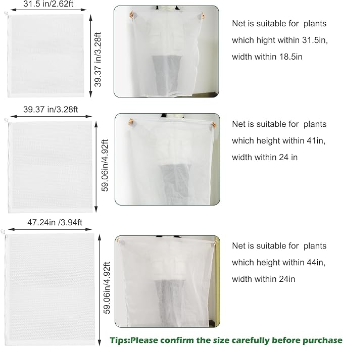 6Pcs Plant Covers from Insects, 3Size Bird Netting Barrier - Image 2