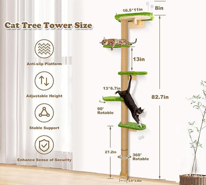 Floor to Ceiling Cat Tree for Kittens, Wall Mounted Cat Wall Furniture - Image 2