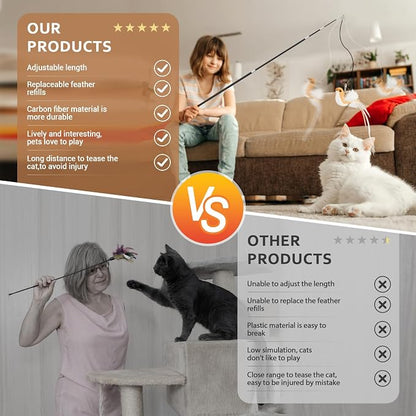 ROSAUI Cat Teaser Wand Toys, Interactive Bird Toy - Image 6