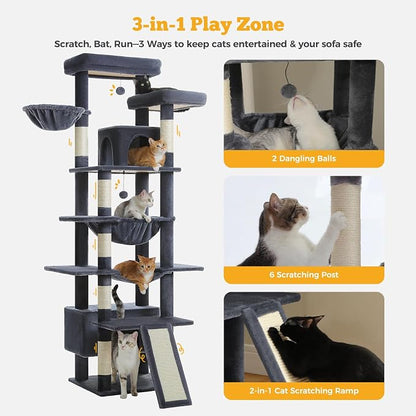 81" Heavy Duty Cat Tree for Large Cats up to 20lbs - Image 6