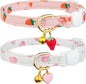 2 Pack Cotton Breakaway Cat Collar Pink Strawberries and White Heart Shaped by Fyeqyaou
