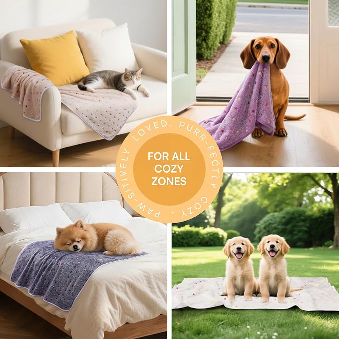 1 Pack 6 Blankets Dog Cat Soft Fluffy Fleece Pet Blanket Warm Cute Print Design - Image 3