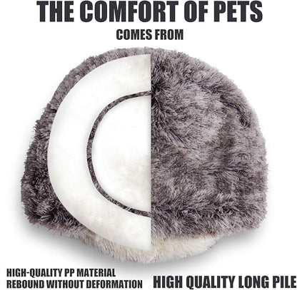 ShinHye Cat Bed Round Plush Fluffy Hooded Cat Bed Cave, Cozy - Image 5