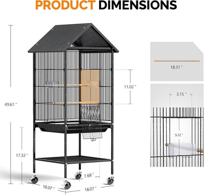 VINGLI Bird Cage with Rolling Stand - Image 6