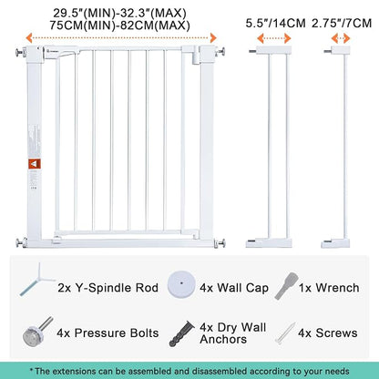 COMOMY 30" Tall Baby Gate for Stairs Doorways, Fits Openings 29.5" to 40.5" Wide - Image 5