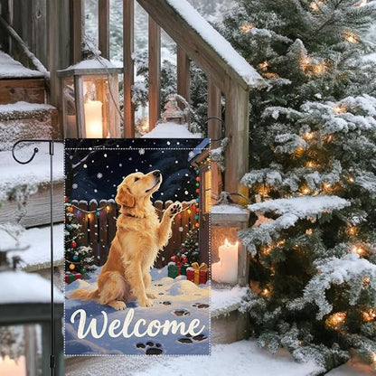 Golden Retriever Welcome Garden Flag 12x18 Inch Double Sided Christmas Winter - Image 9
