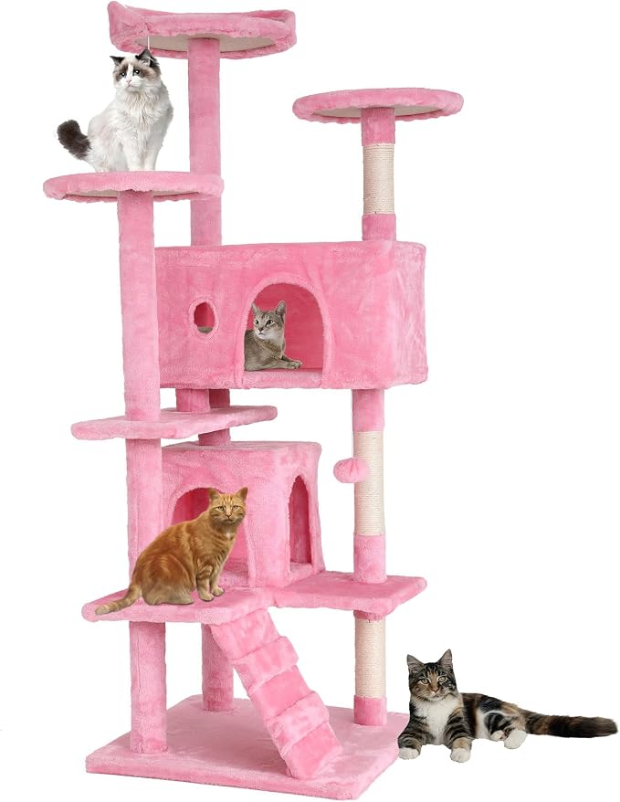 Cat Tree for Indoor Cats, Space Saving Cat Activity Center, Durable Pet Play by GINMAON