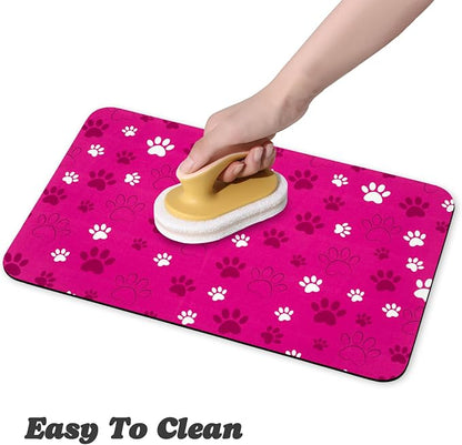 Dog Food Mat, Absorbent Water Bowl Mats Cat Pet Feeding Placemats Pink 12 * 20 - Image 4