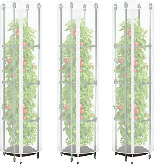 3 Pcs Round Tomato Cage Bird Netting Plant Cover, Trellis Plants by HFYZZ