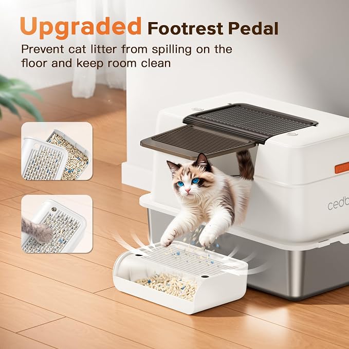 XL Premium Stainless Steel Enclosed Cat Litter Box - Image 7