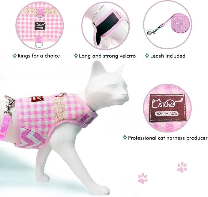 Cat Harness and Leash for Walking Escape Proof, Adjustable Cat Vest Harness - Image 4