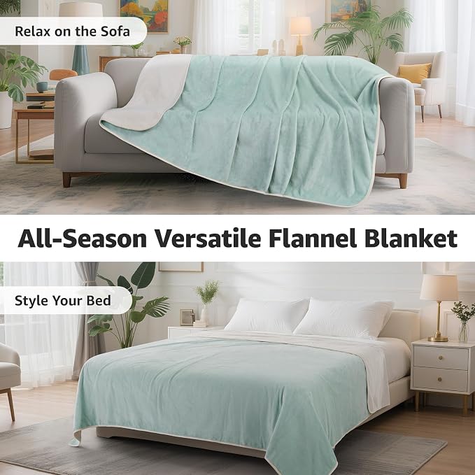 LOOBANI Waterproof Blanket for Bed: Reversible Soft Flannel Queen Bed Blanket - Image 8