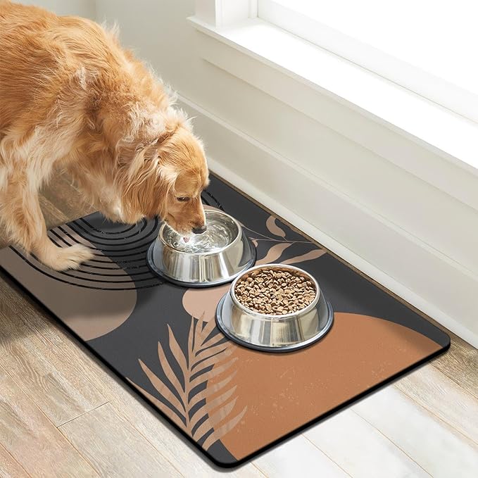 Dog Food Mats for Floors, Absorbent Dog Bowl Mat for Food and Water Dispenser - Image 2