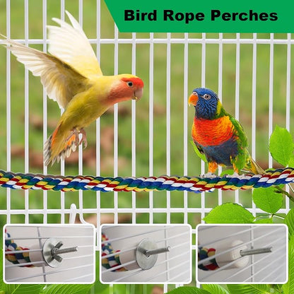 24-Inch Bird Rope Perch + 2 Volcanic Stone Bird Stands - Image 4