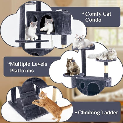 Large Cat Tree 70 Inch, Sisal Scratching Posts and Climbing Ladder, Pet Play - Image 3