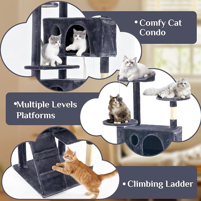 DUMOS 80-inch Indoor Cat Tree Tower –Multi-Level Pet House - Image 4