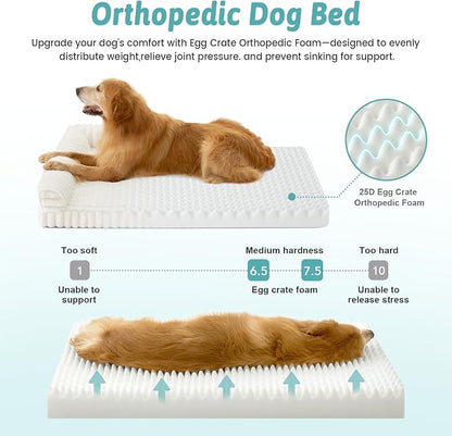 Cute Dog Bed for Medium Dogs, Faux Rabbit Fur Orthopedic Foam Dog Bed - Image 3