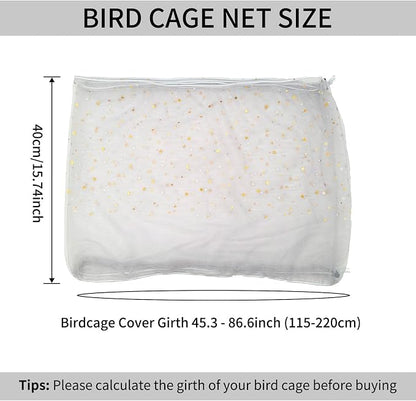 Bird Cage Seed Catcher, 45-90'' Adjustable Cover, Universal Nylon Mesh Net - Image 2
