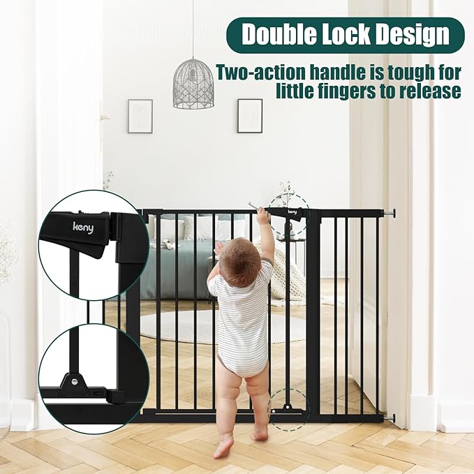 keny 29.7"-46" Baby Gate for Stairs, Auto Close Dog Gates for Doorways - Image 2