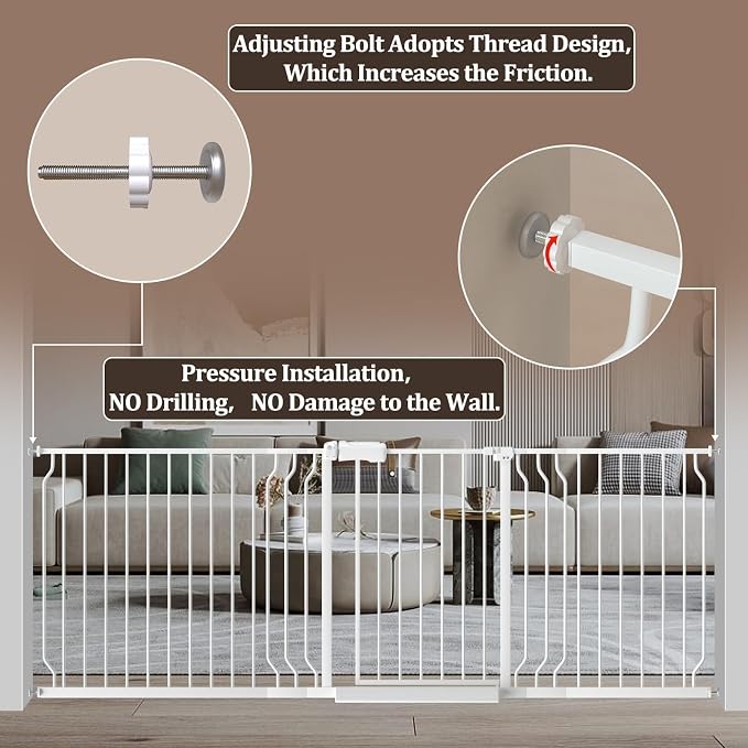 WAOWAO 71.65-85.03" Baby Gate Extra Wide Pressure Mounted Walk Through Swing - Image 5