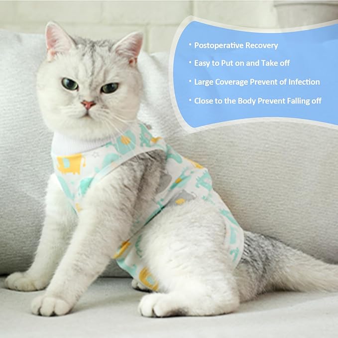 Coppthinktu Cat Recovery Suit Female, Breathable Cat Onesie After Surgery Female - Image 6