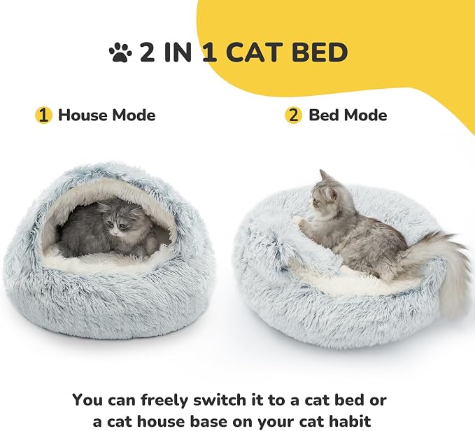 CATISM Cozy Plush Hooded Cat Bed, Indoor/Outdoor, Self-Warming Cave, Removable - Image 3