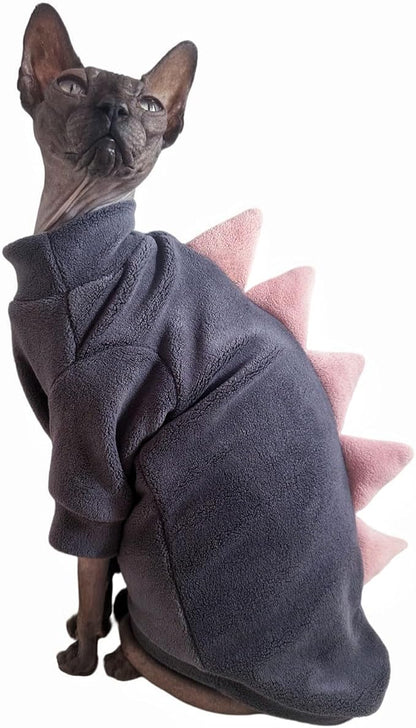 Dinosaur Sphynx Cat Clothes, Soft Polar Fleece Sweater - Image 2