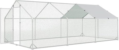 Large Metal Chicken Coop with Run Walk-in Poultry Cage Chicken Runs House Pen - Image 3