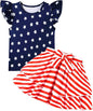 Girls Skirt Set 2 Piece Outfit Toddler Summer Clothes Ruffle Sleeve T-Shirt Bow by zarmfly