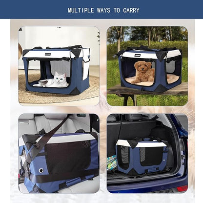 Large Cat Carrier, Collapsible Dog Travel Crate Portable Soft-Sided Pet Carrier - Image 6