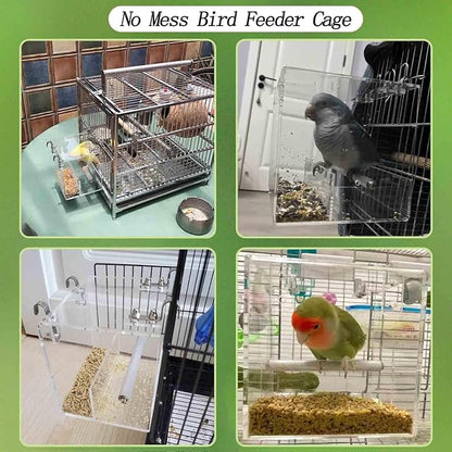 No Mess Bird Feeder for Cage, Automatic Acrylic No Mess Bird Feeder Cage for - Image 5