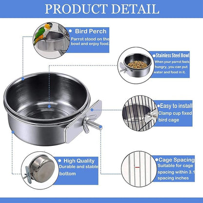 Tfwadmx 6 Pcs Bird Feeding Dish Cups Parrot Food Bowl Clamp Holder Coop Cup - Image 5