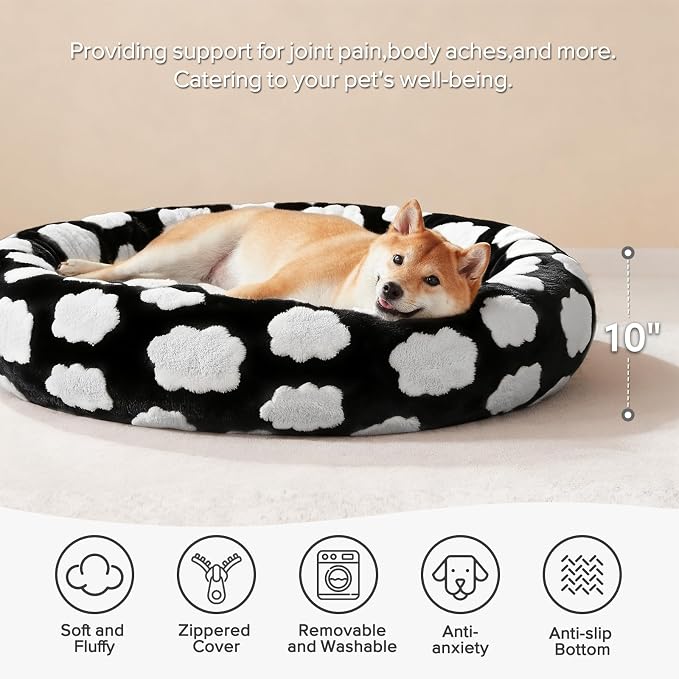 JOEJOY Donut Large Dog Bed, Cute Round Calming Dog Bed - Image 2